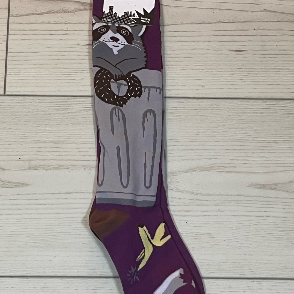 Purple Novelty Raccoon Crew Socks - Unbranded